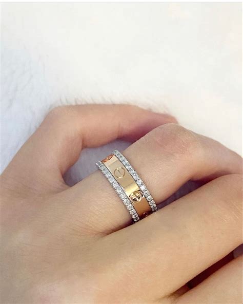 cartier rings stacked|cartier love ring stacked.